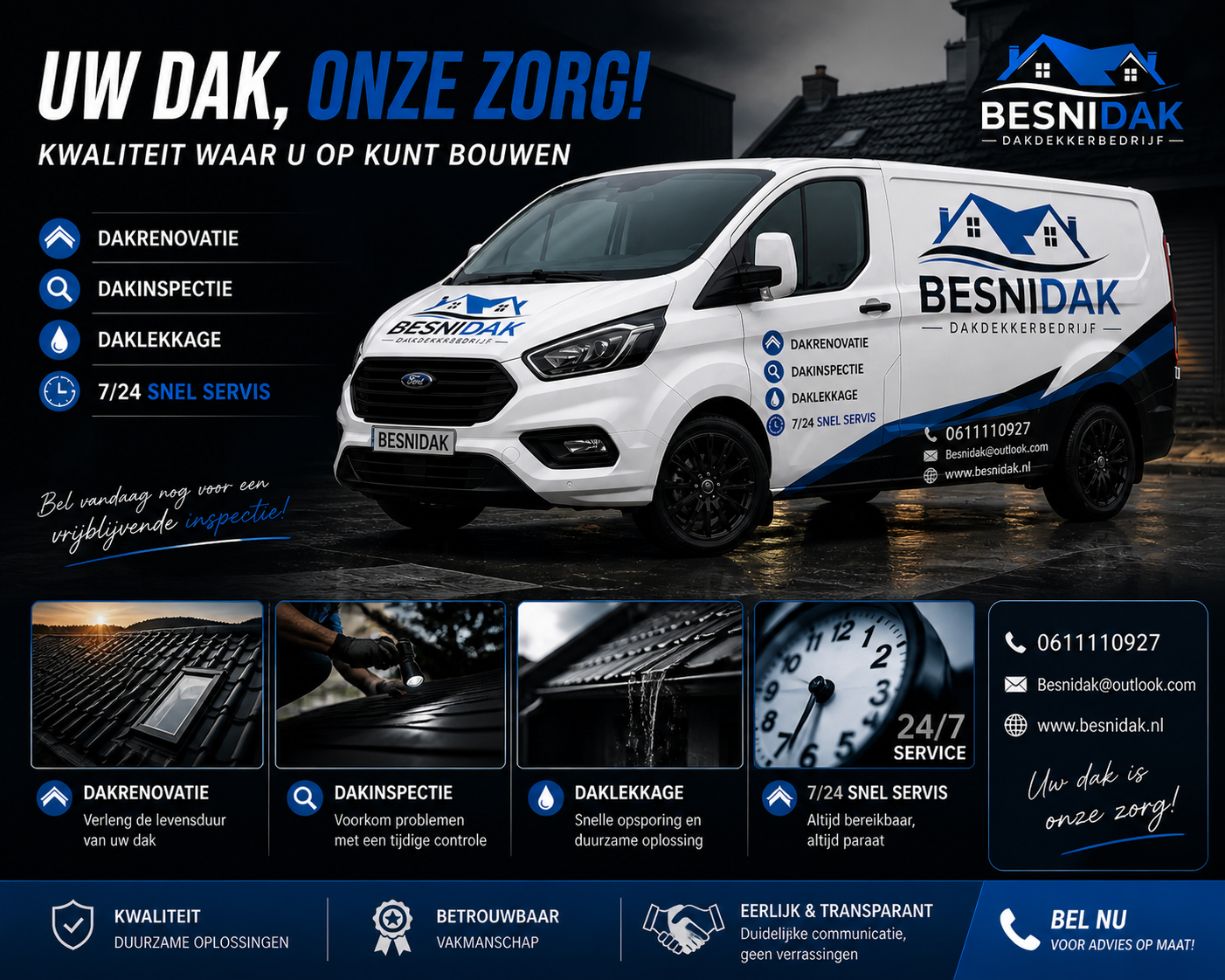 Besnidak dakdekker aan het werk in Almere